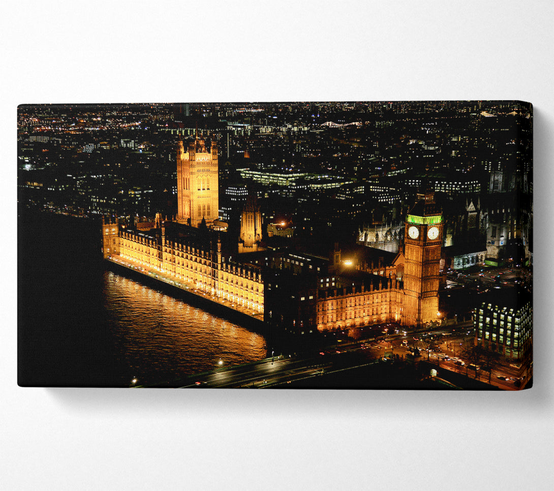  A Canvas Print of London Houses Of Parliament Ariel View Canvas Print