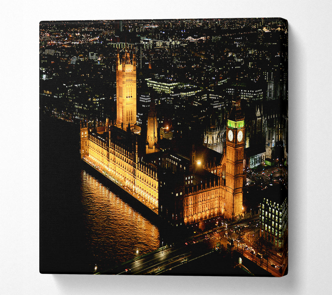 A Canvas Print of London Houses Of Parliament Ariel View Canvas Print
