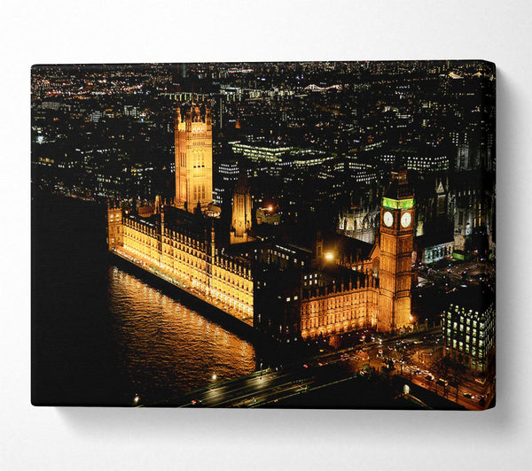 A Canvas Print of London Houses Of Parliament Ariel View Canvas Print