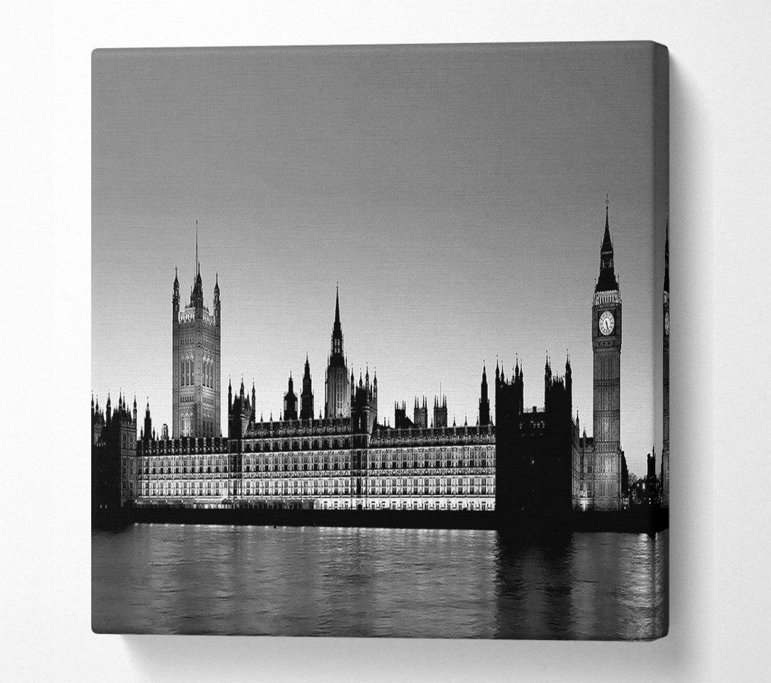  A Canvas Print of London Houses Of Parliament B n W Canvas Art