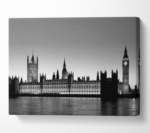  A Canvas Print of London Houses Of Parliament B n W Canvas Art