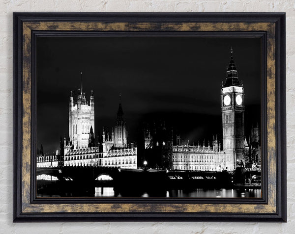 London Houses Of Parliament Dark Nights Framed Print