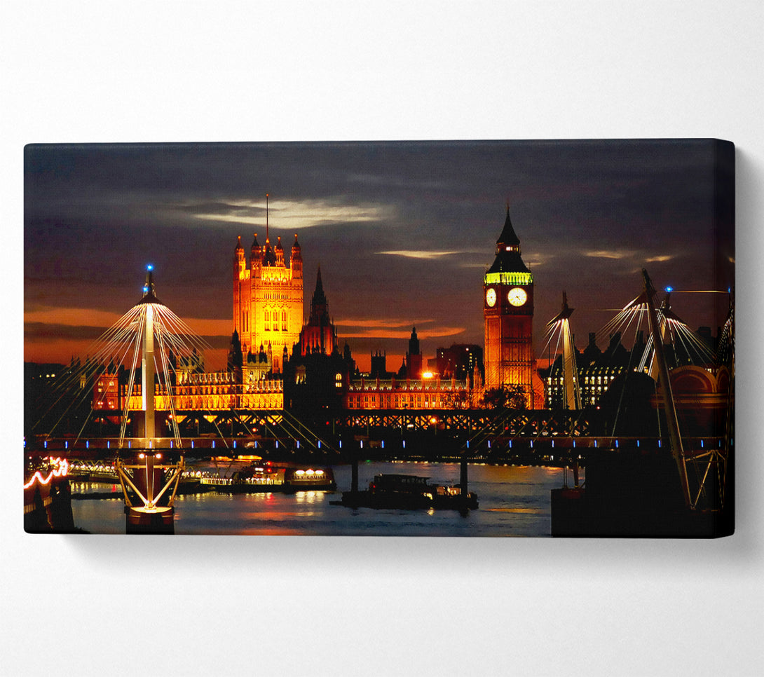  A Canvas Print of London Houses Of Parliament Lights Canvas Wall Art