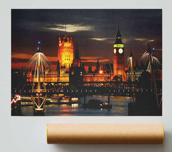 London Houses Of Parliament Lights Giclee Print