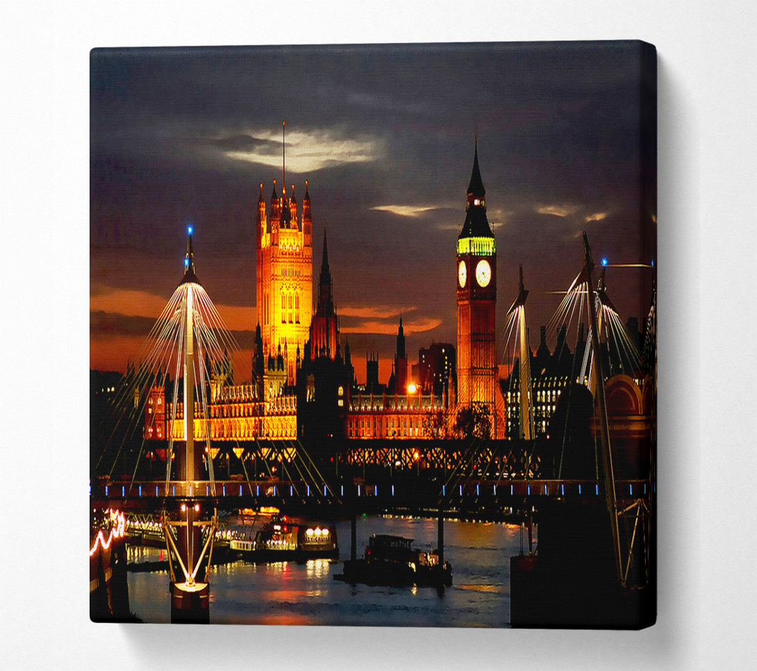  A Canvas Print of London Houses Of Parliament Lights Canvas Wall Art
