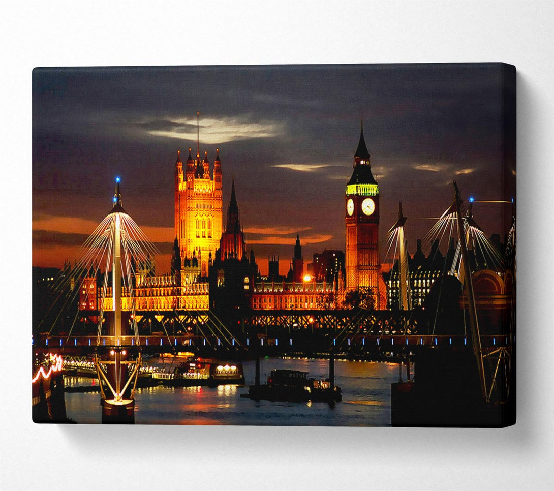  A Canvas Print of London Houses Of Parliament Lights Canvas Wall Art