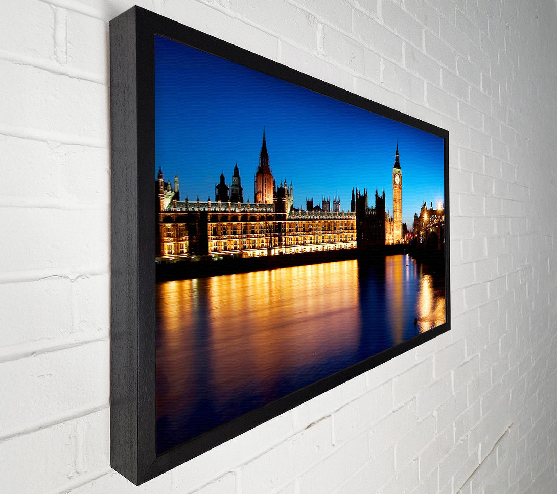  A Canvas Print of London Houses Of Parliament Night Reflections Canvas Print
