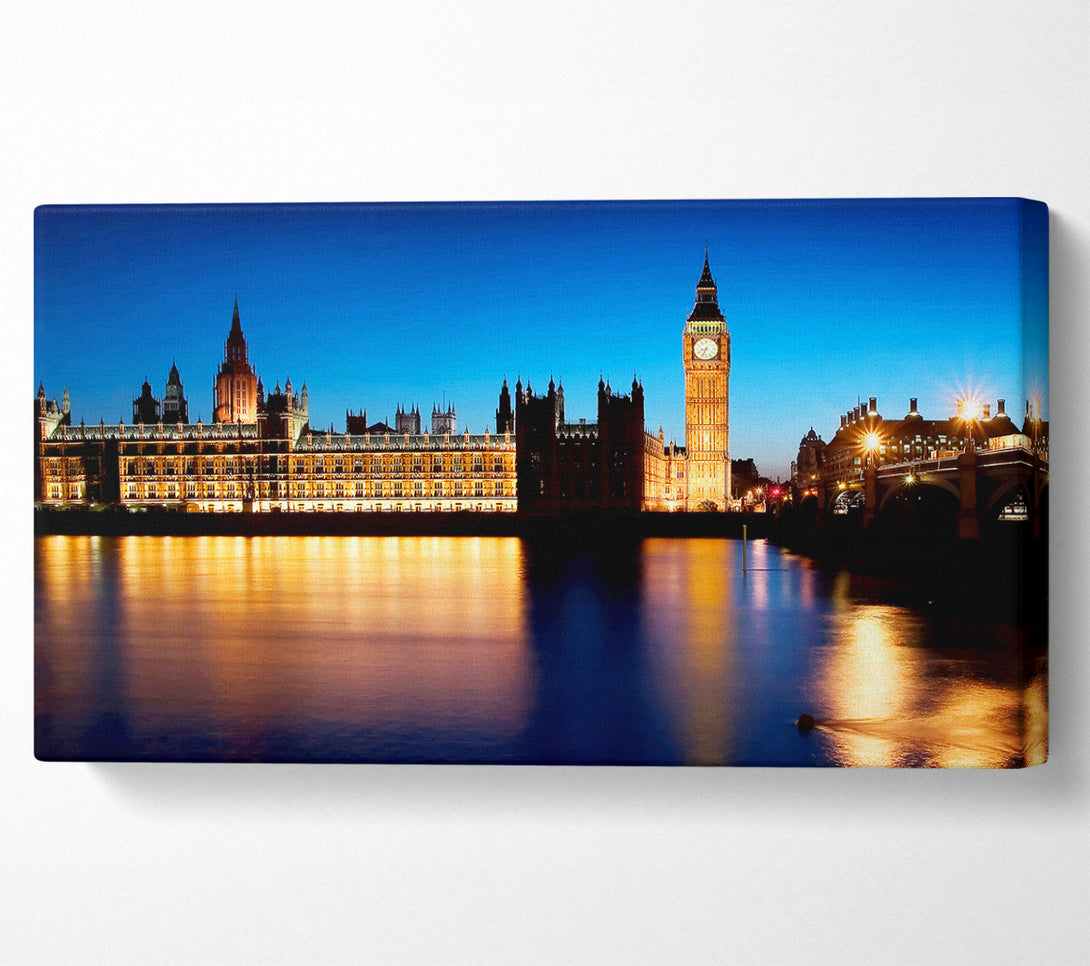 A Canvas Print of London Houses Of Parliament Night Reflections Canvas Print