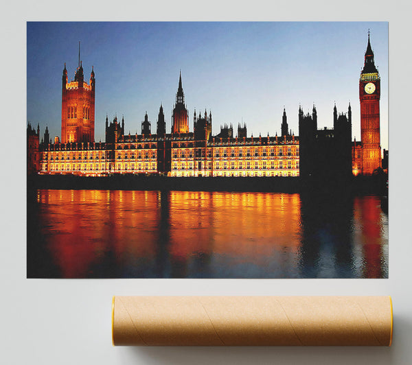 London Houses Of Parliament Reflections Poster