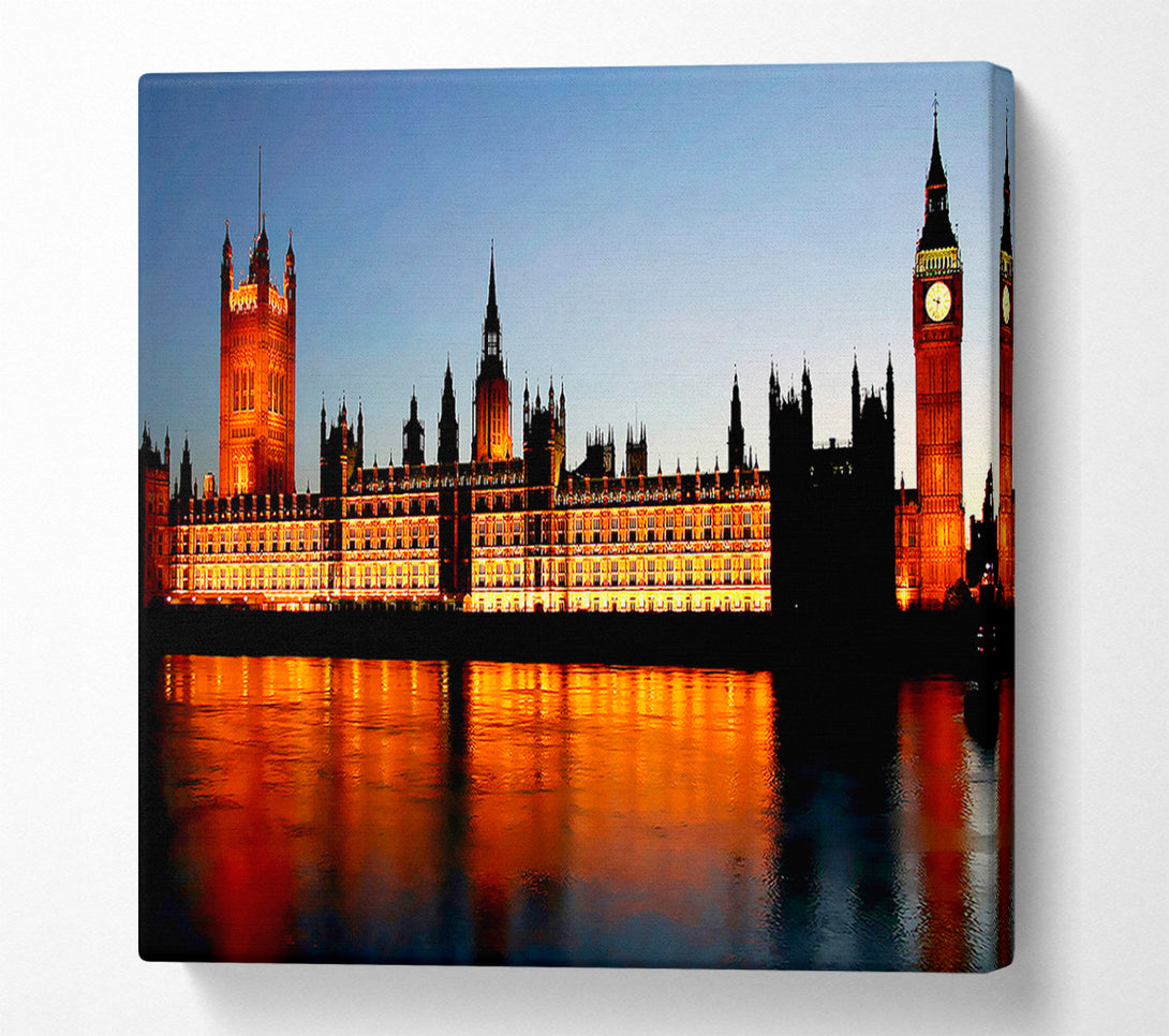  A Canvas Print of London Houses Of Parliament Reflections Canvas Art