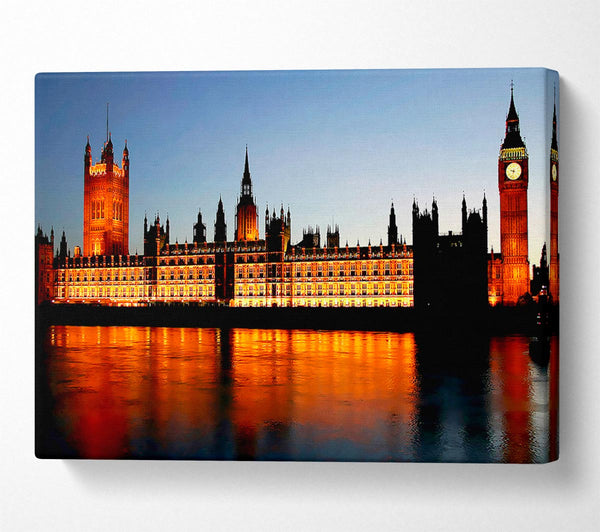  A Canvas Print of London Houses Of Parliament Reflections Canvas Art