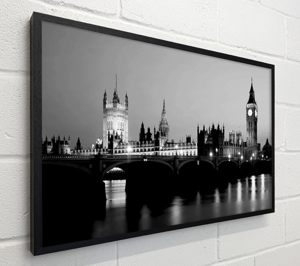 London Houses Of Parliament With Big Ben B n W