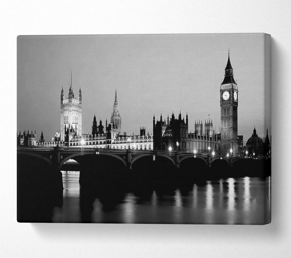  A Canvas Print of London Houses Of Parliament With Big Ben B n W Canvas Print