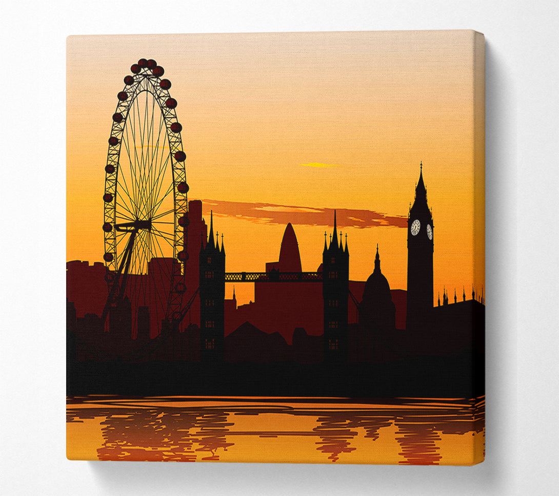  A Canvas Print of London Morning Reflection Glow Canvas Print