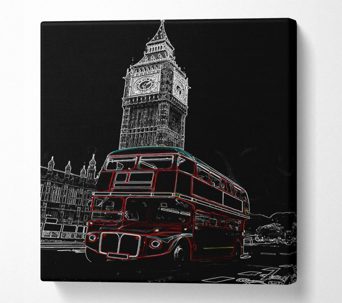  A Canvas Print of London Night Bus Canvas Wall Art