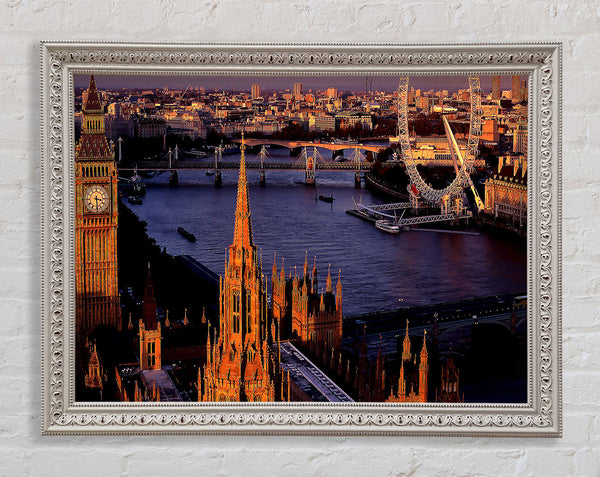 London Morning Glow Over The Thames Framed Print