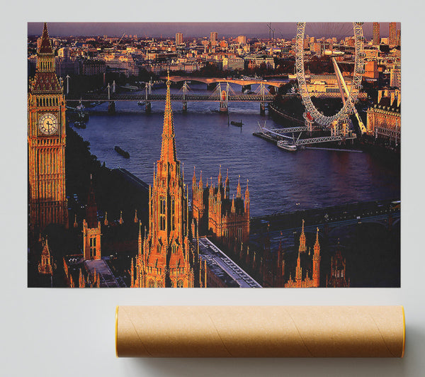 London Morning Glow Over The Thames Print