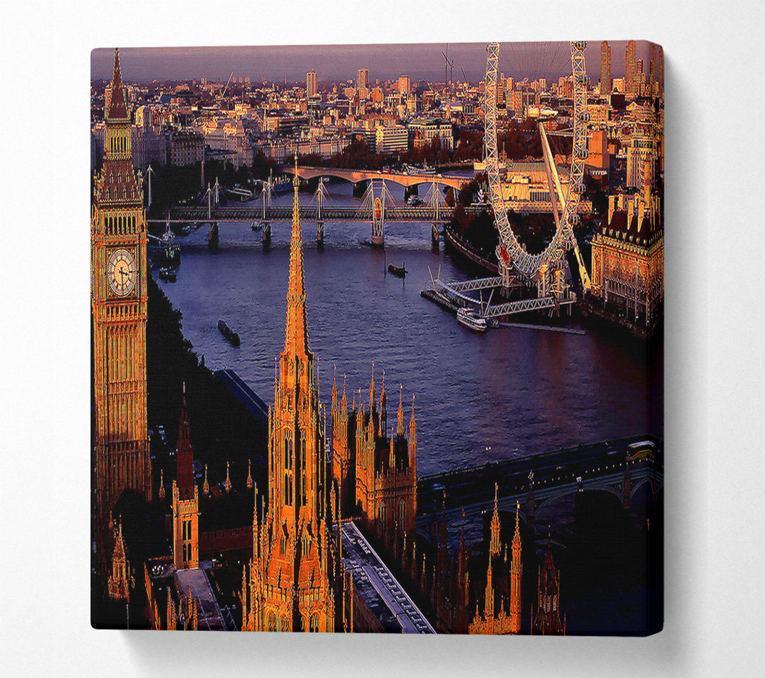  A Canvas Print of London Morning Glow Over The Thames Canvas Print