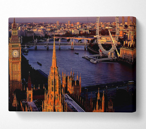  A Canvas Print of London Morning Glow Over The Thames Canvas Print