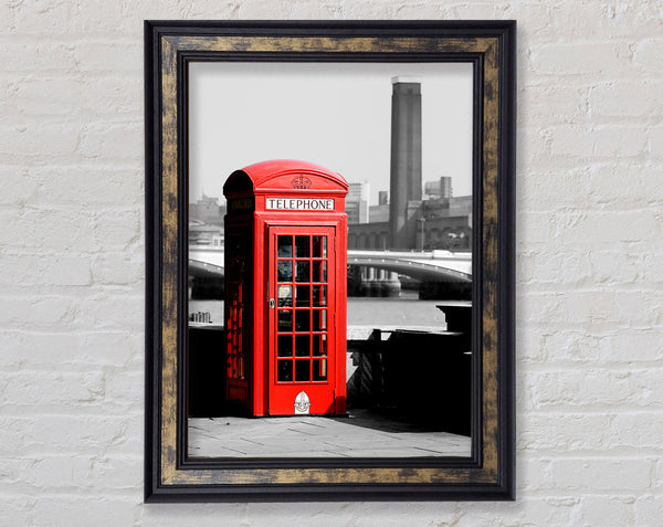 London Red Telephone Box B n W Framed Print