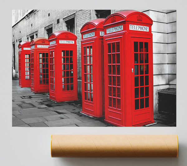 London Red Telephone Boxes Poster