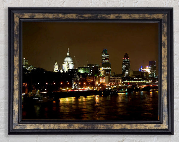 London St Pauls At Night Framed Print