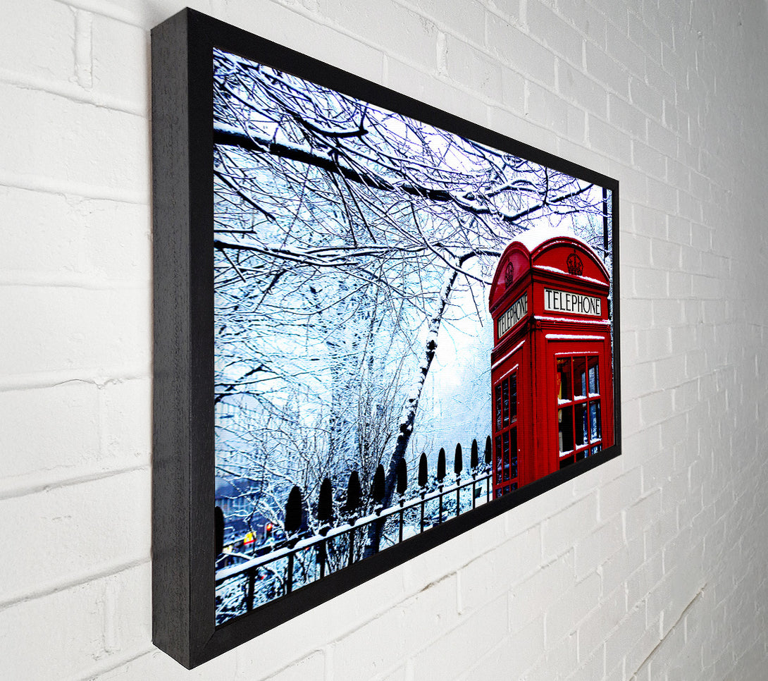 A Canvas Print of London Telephone Box In The Snow Canvas Wall Art