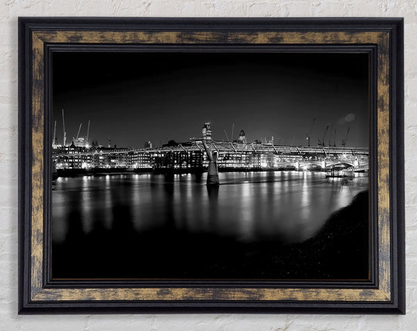London Thames B n W Nights Framed Print