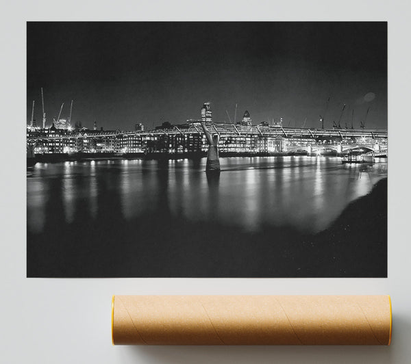 London Thames B N W Nights Poster