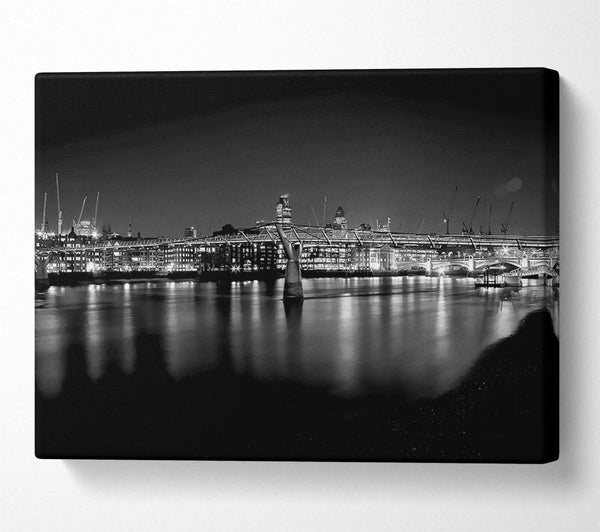  A Canvas Print of London Thames B n W Nights Canvas Print