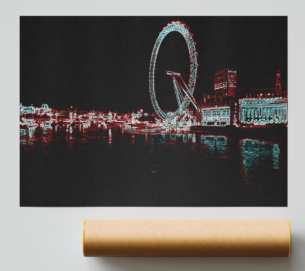 London Thames London Eye Giclee Print