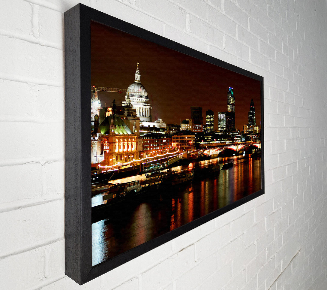  A Canvas Print of London Thames Night Lights Canvas Art