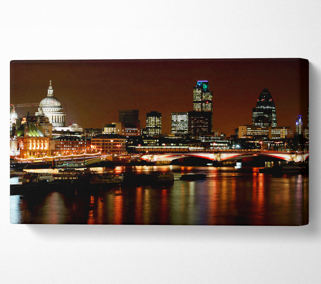  A Canvas Print of London Thames Night Lights Canvas Art