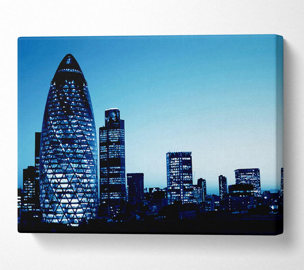  A Canvas Print of London The Gherkin Blue Cast Canvas Wall Art