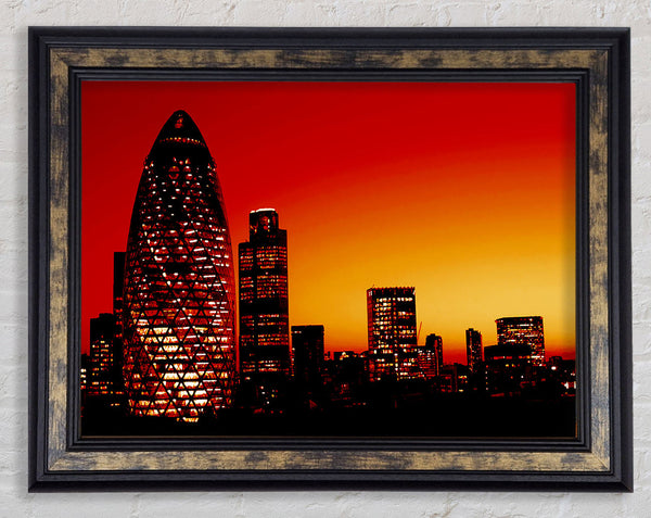 London The Gherkin Orange City Framed Print
