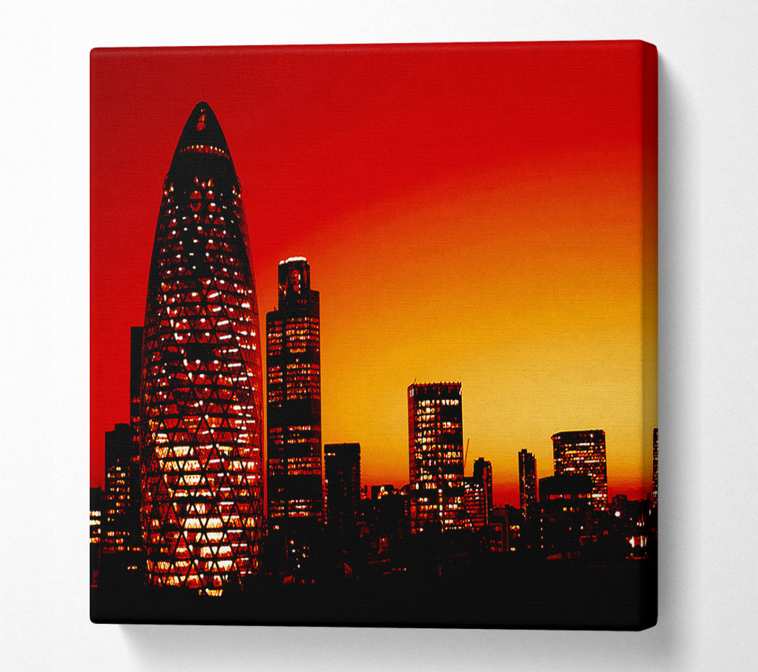  A Canvas Print of London The Gherkin Orange City Canvas Wall Art