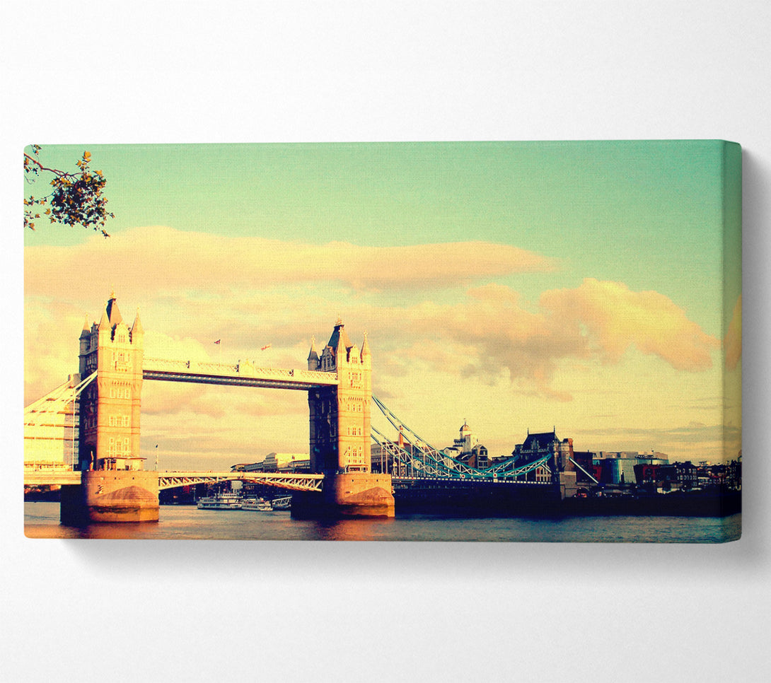  A Canvas Print of London Tower Bridge Retro Canvas Wall Art
