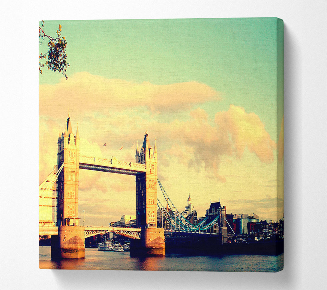  A Canvas Print of London Tower Bridge Retro Canvas Wall Art