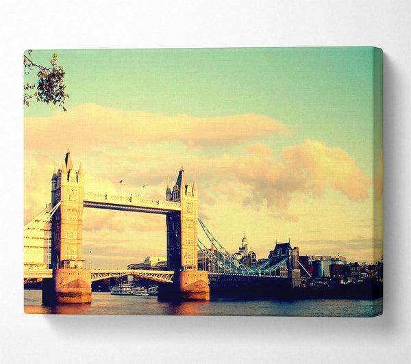  A Canvas Print of London Tower Bridge Retro Canvas Wall Art