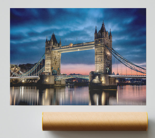 London Tower Bridge At Dusk Poster