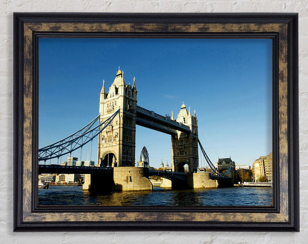 London Tower Bridge Blue Days Framed Print