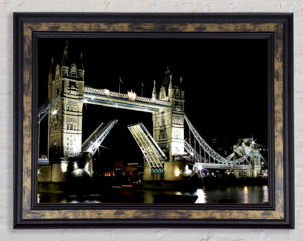 London Tower Bridge Night Opening Framed Print