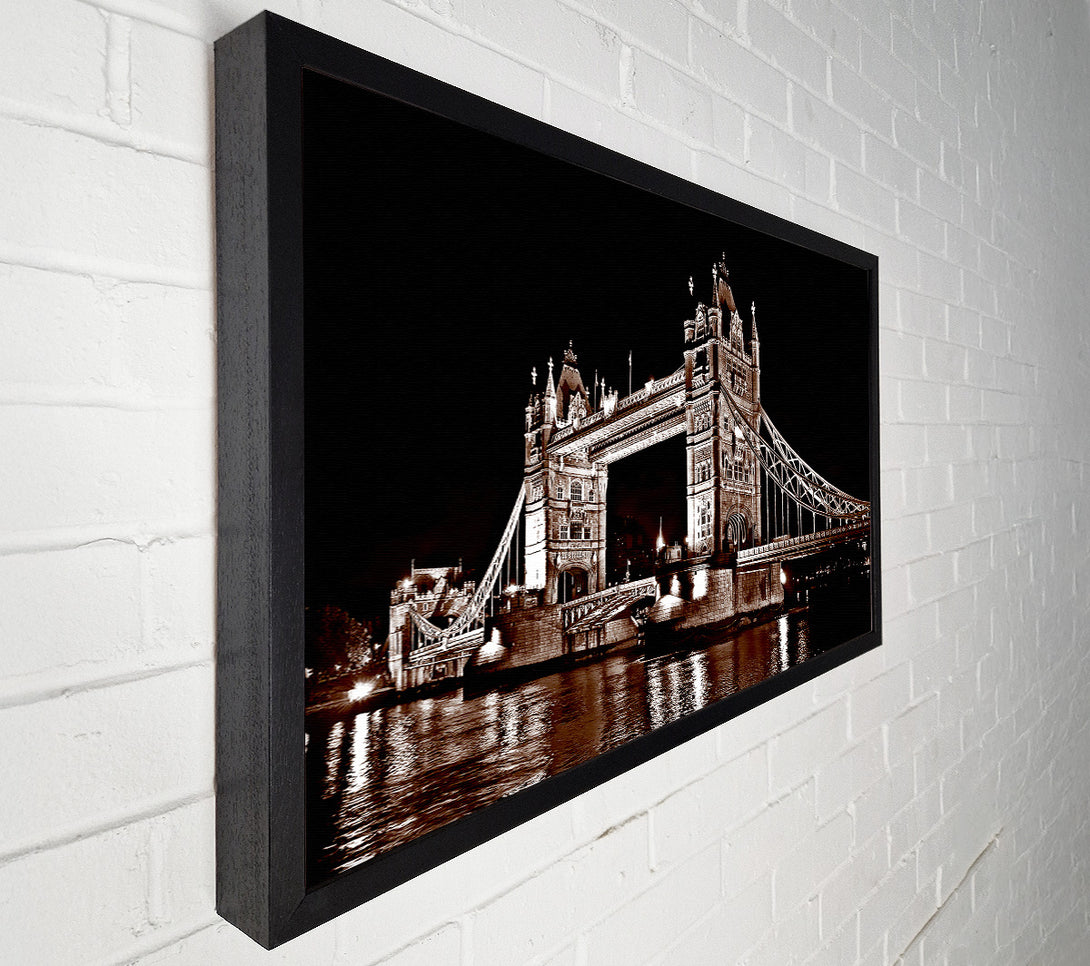  A Canvas Print of London Tower Bridge Retro Sepia Canvas Wall Art