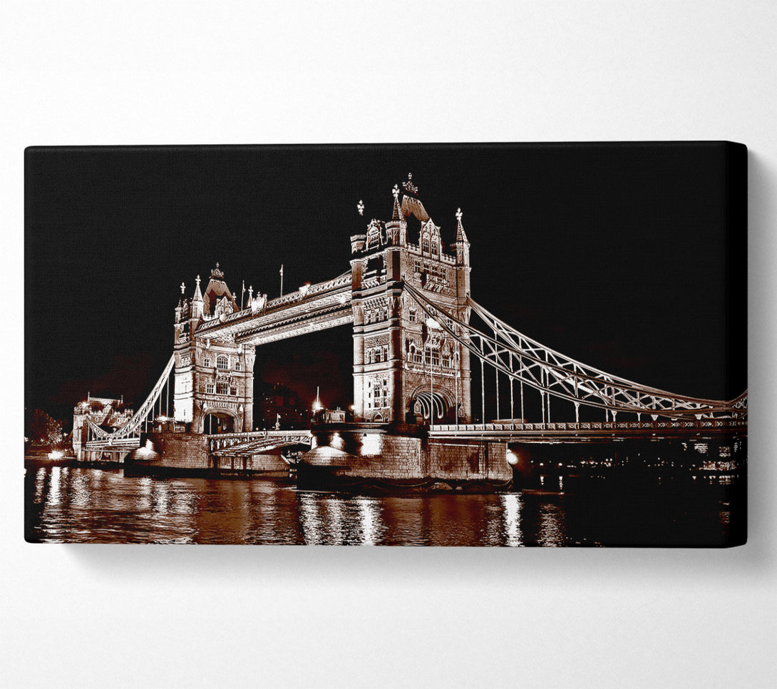  A Canvas Print of London Tower Bridge Retro Sepia Canvas Wall Art