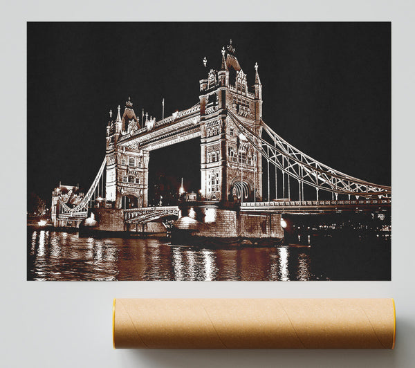 London Tower Bridge Retro Sepia Print