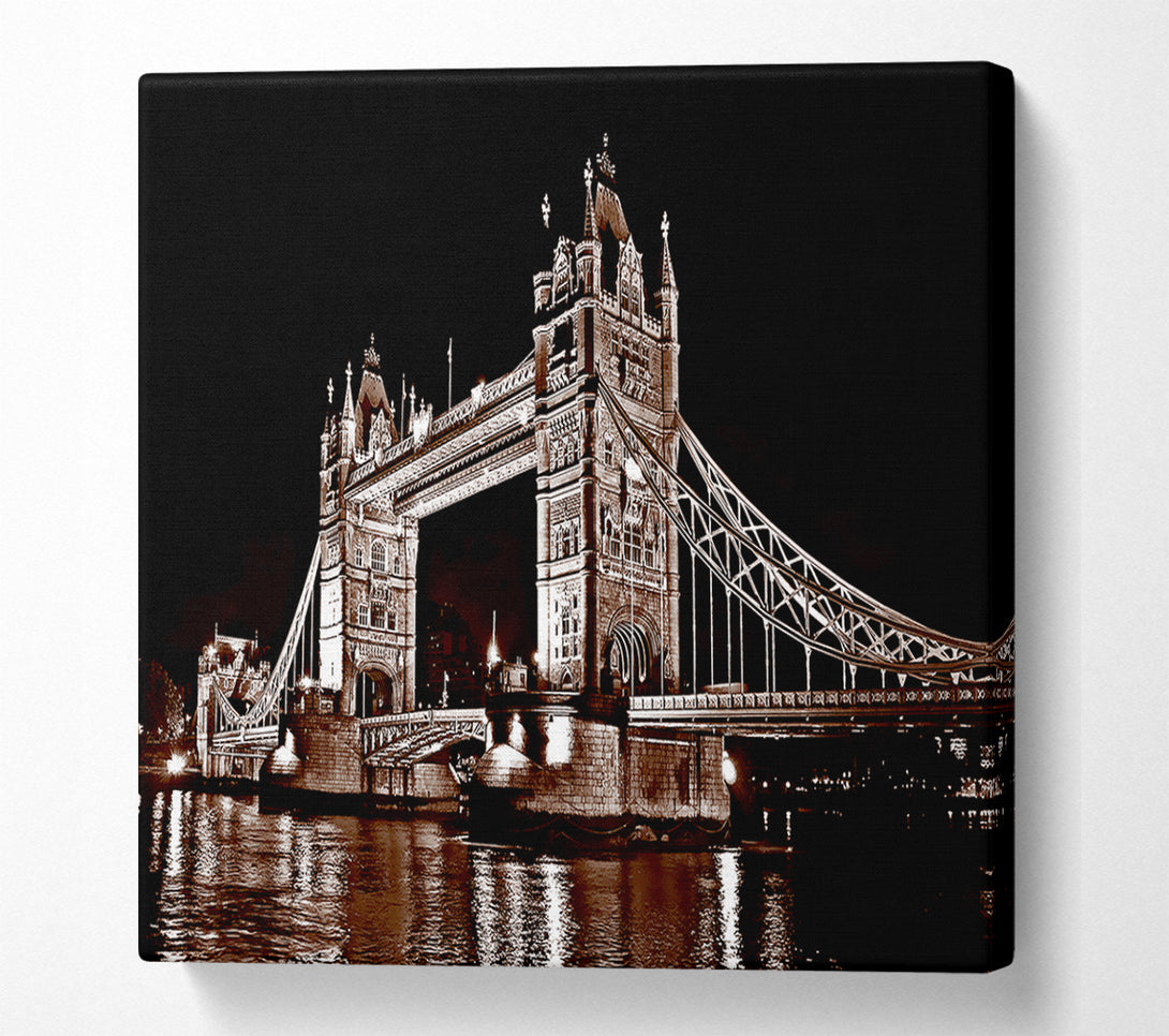  A Canvas Print of London Tower Bridge Retro Sepia Canvas Wall Art