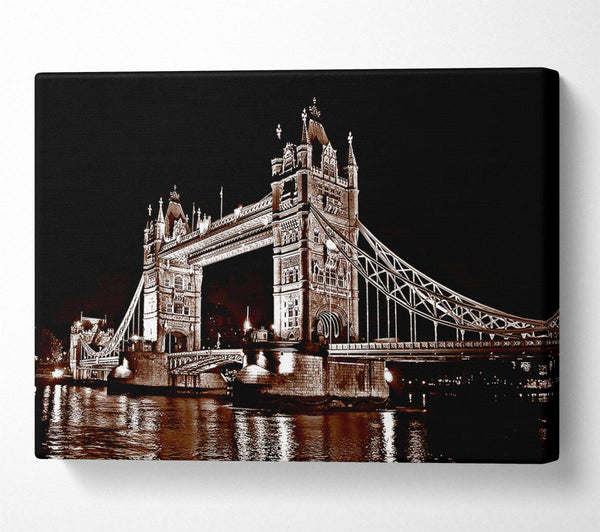  A Canvas Print of London Tower Bridge Retro Sepia Canvas Wall Art
