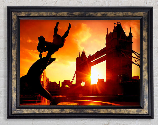 London Tower Bridge Statue Framed Print