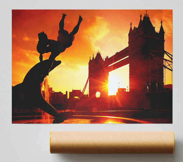 London Tower Bridge Statue Giclee Print