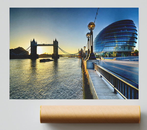 London Tower Bridge Sunset Giclee Print